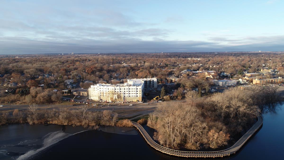 Aerial view of Birdtown Flats Apartment project