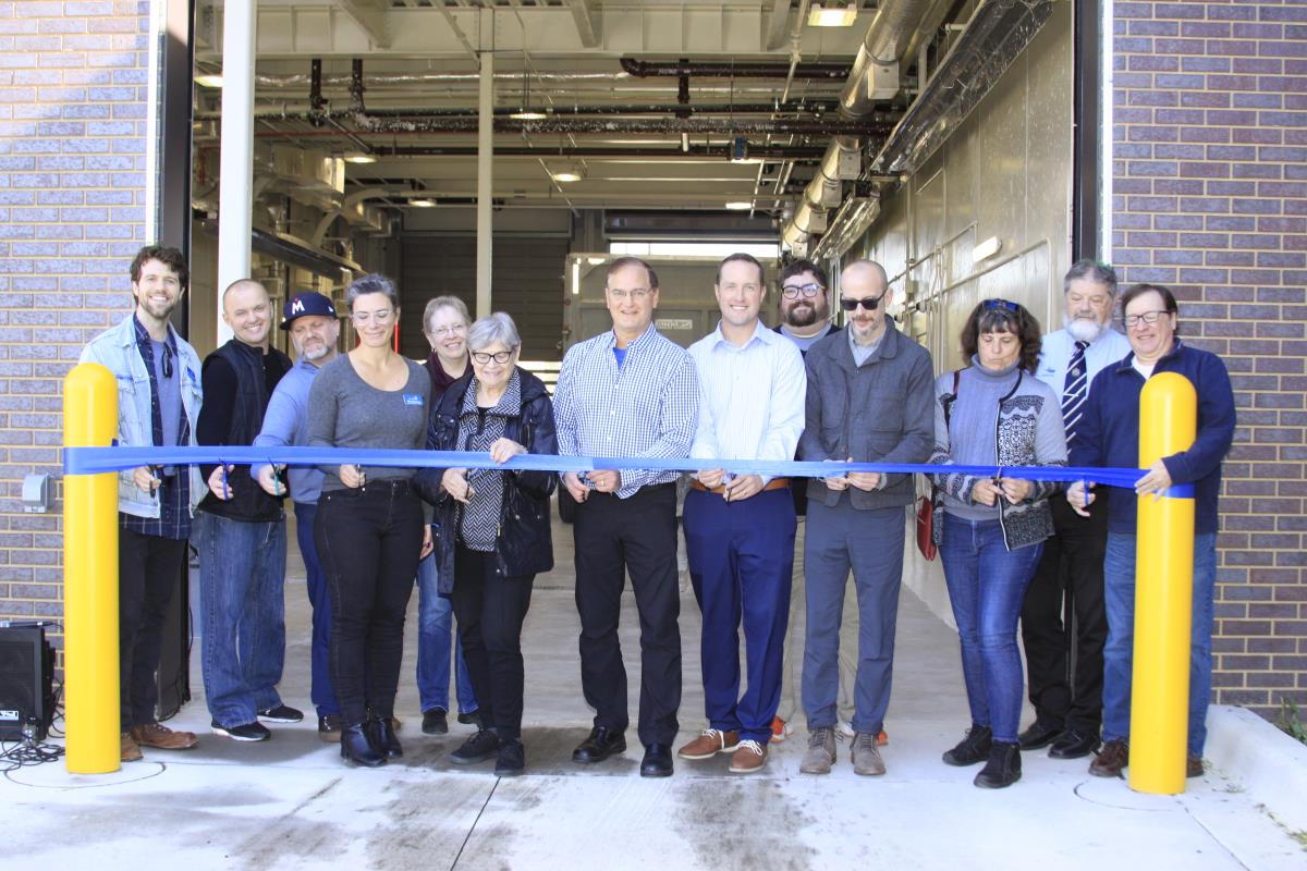 The City Council and City staff cutting the ribbon to the Water Treatment Plant.