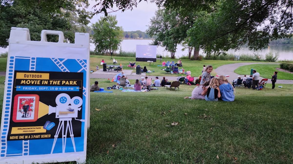 Movie in the park sign