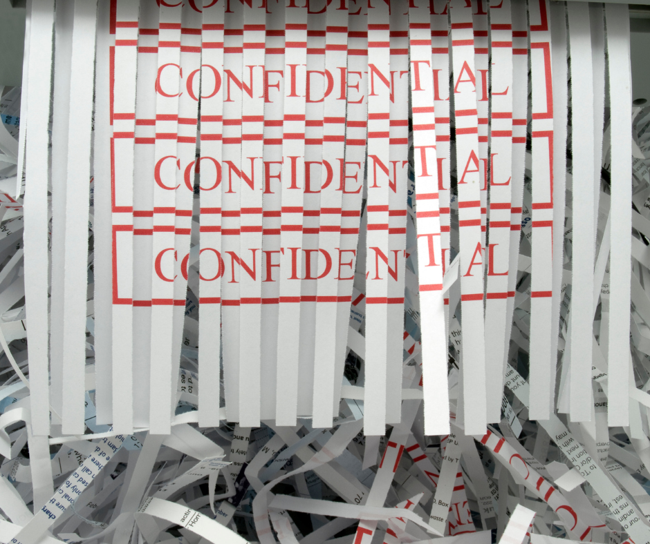 Confidential documents being shred